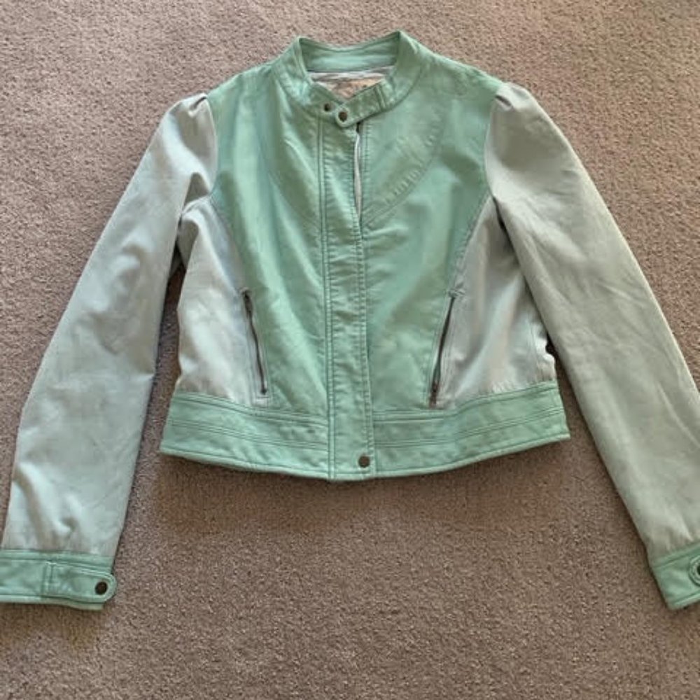 Seude and leather cropped jacket
